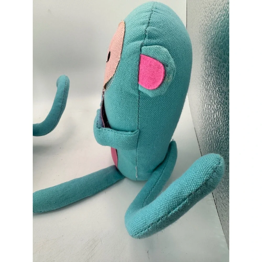 Cute Teal Monkey Plush Stuffed Animal‎ Glitter Heart Valentine Love